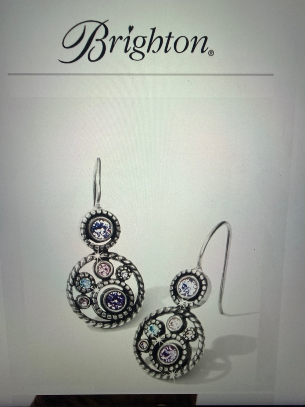 💎🆕Brighton Halo Tanzanite Purple Blue Hues Swarovski Crystals Earrings NWT